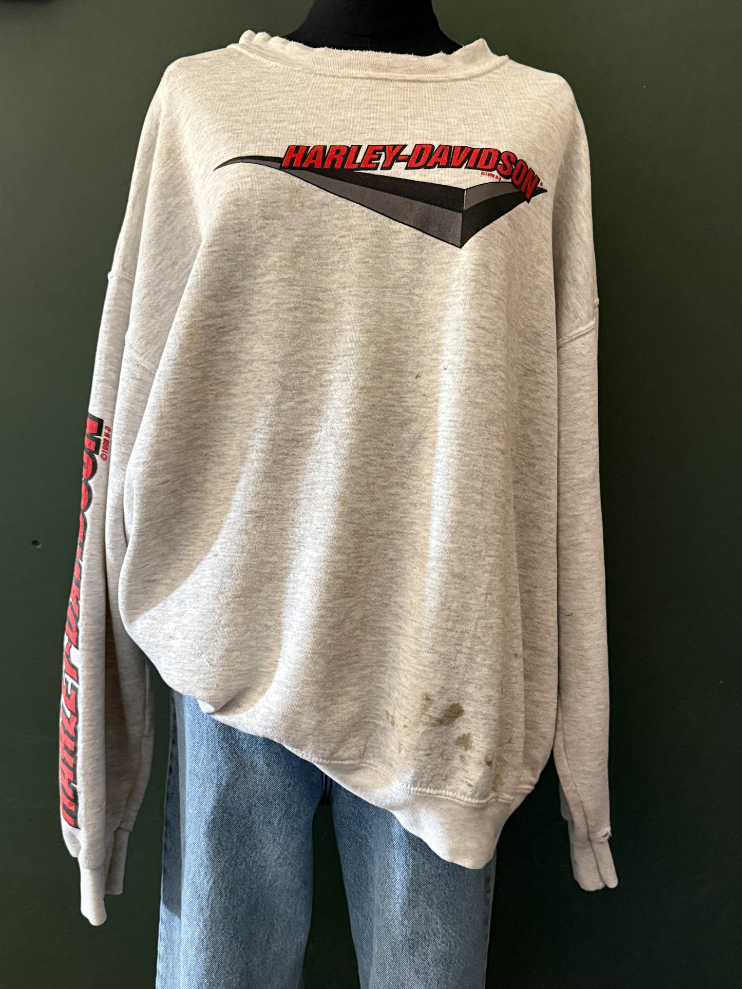 Distressed Harley Davidson Sweatshirt | Vintage 1998