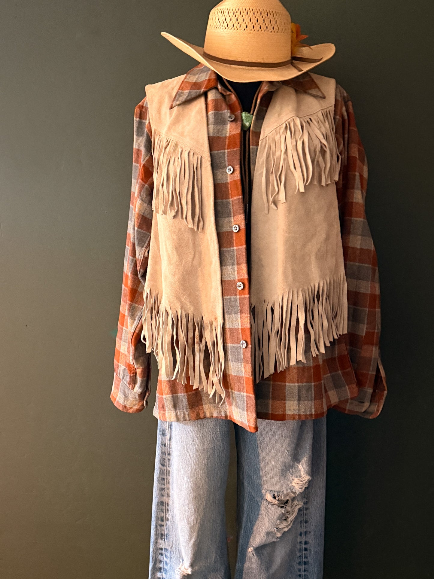 Western Bohemian Fringe Leather Vest