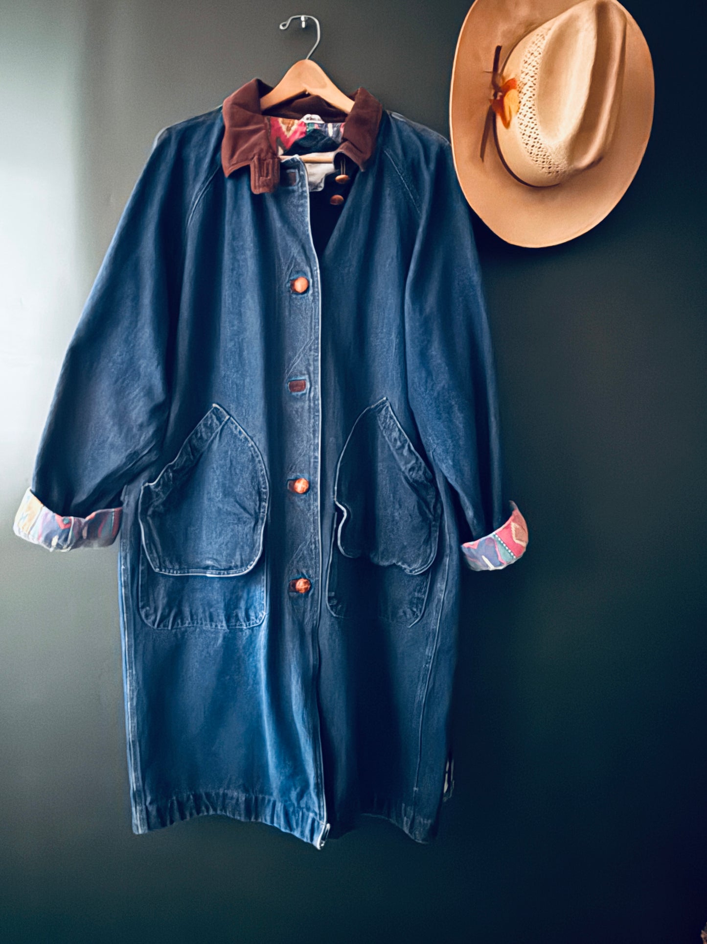 Denim Duster with Santa Fe inspired cuffs
