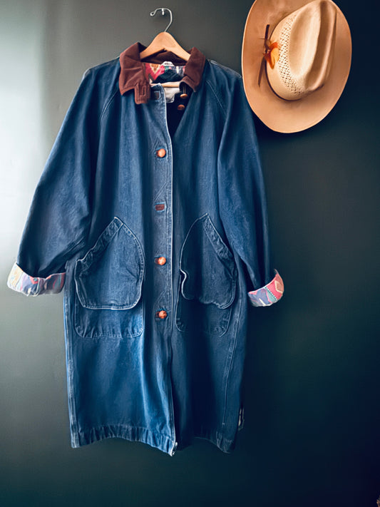 Denim Duster with Santa Fe inspired cuffs