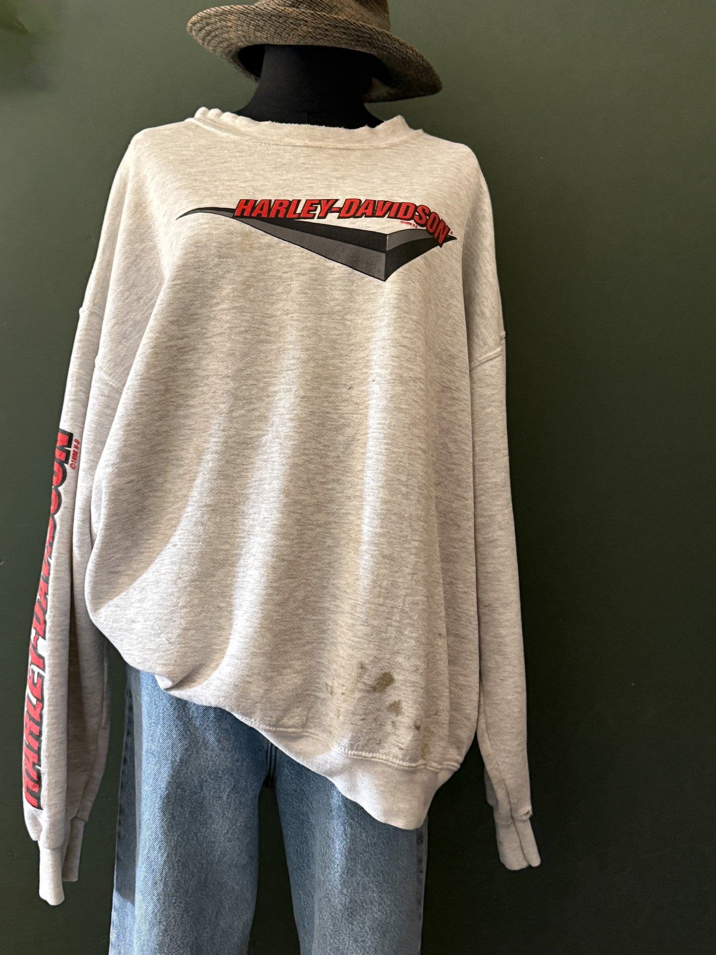 Distressed Harley Davidson Sweatshirt | Vintage 1998