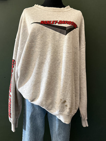 Distressed Harley Davidson Sweatshirt | Vintage 1998