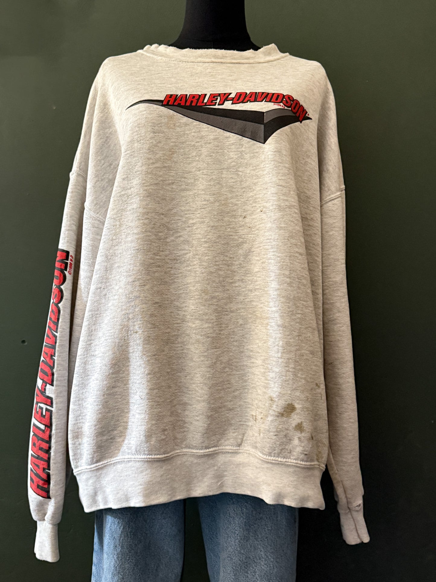 Distressed Harley Davidson Sweatshirt | Vintage 1998