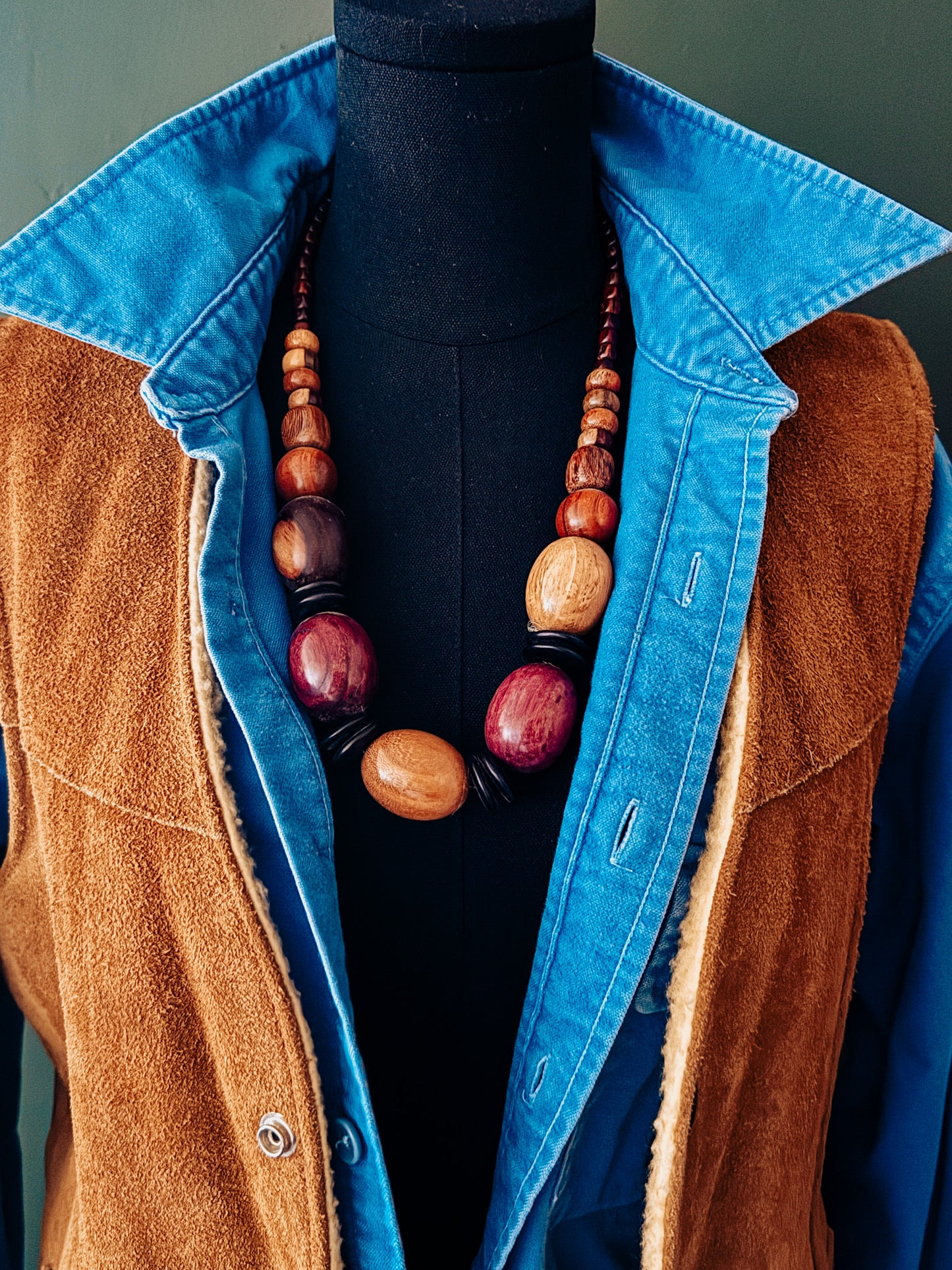 Wooden Bead Necklace | Vintage