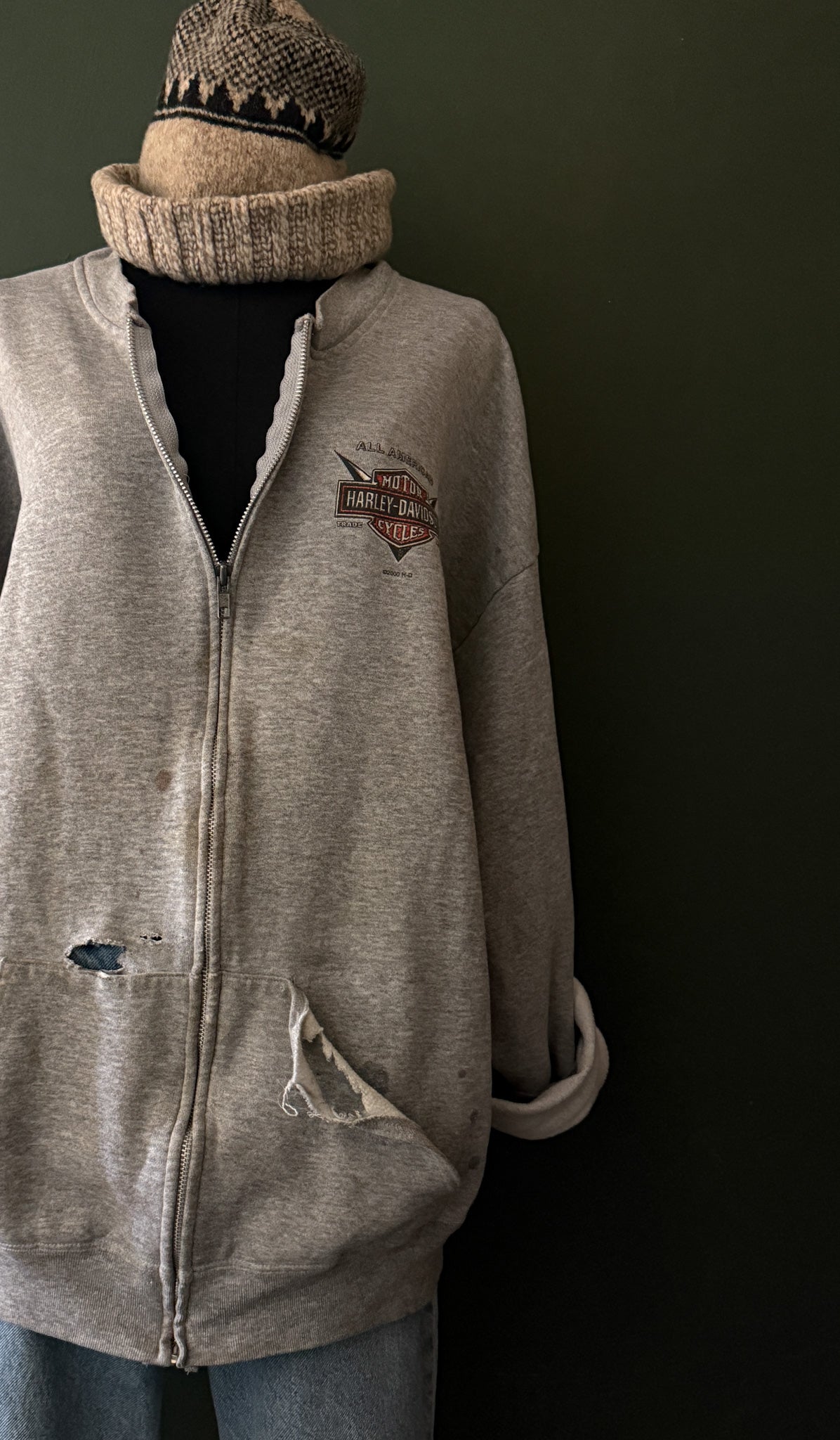 Rare Harley Davidson Hoodless Zip-Up 2000 | Vintage