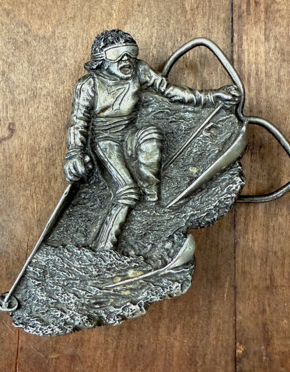 Downhill Skier Belt Buckle | Vintage