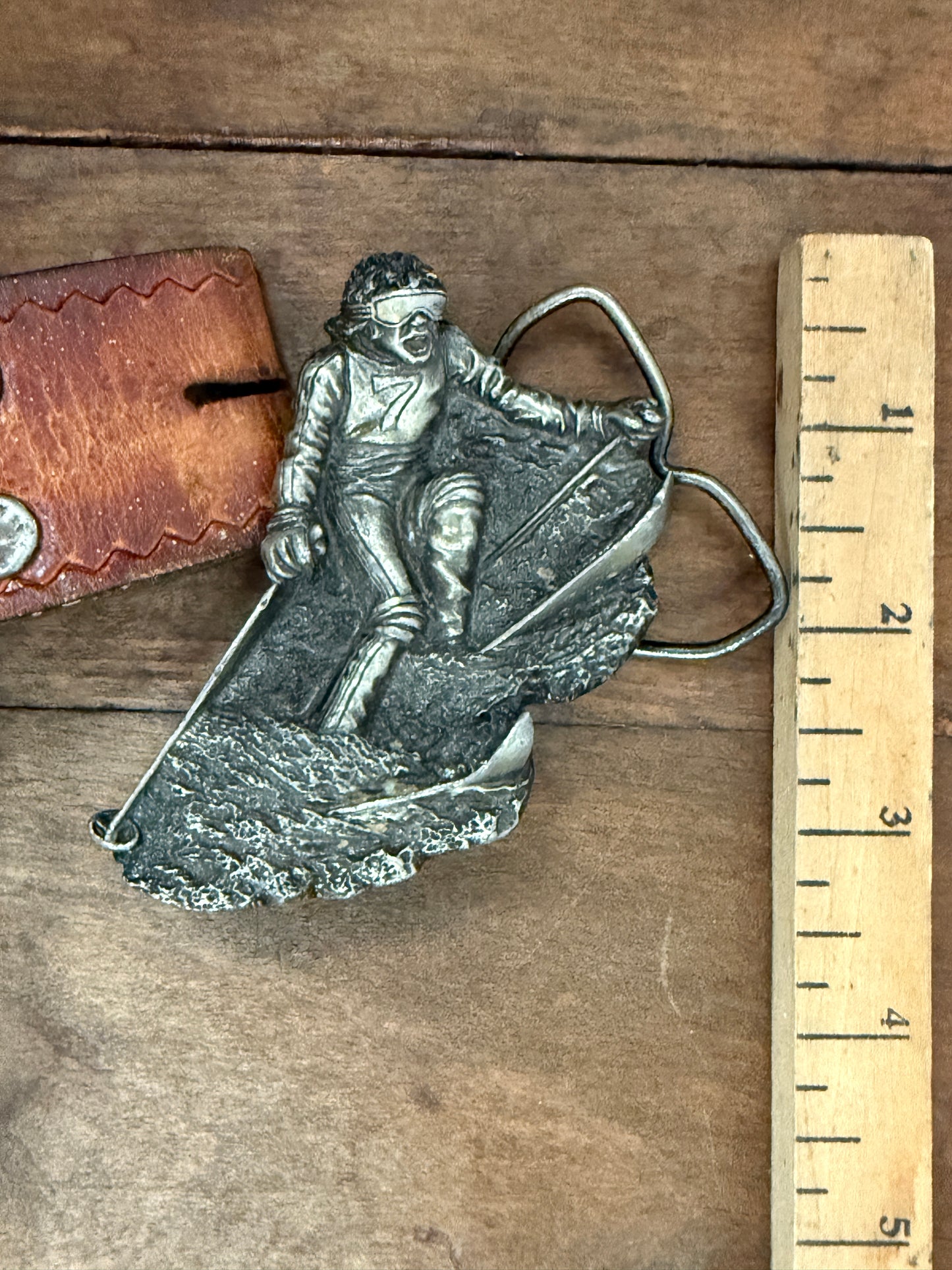 Downhill Skier Belt Buckle | Vintage