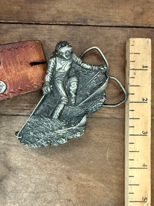 Downhill Skier Belt Buckle | Vintage