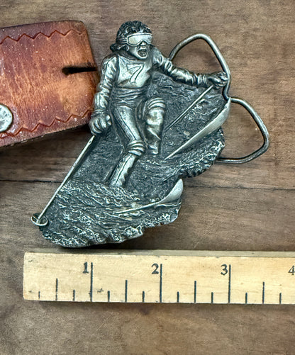 Downhill Skier Belt Buckle | Vintage