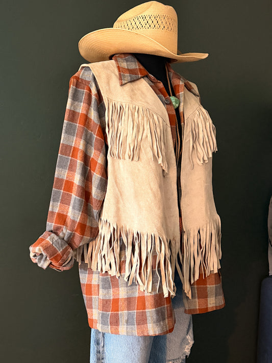 Western Bohemian Fringe Leather Vest