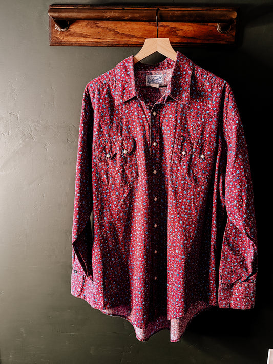 Vintage Rockmount Western Wear Floral Pearl Snap