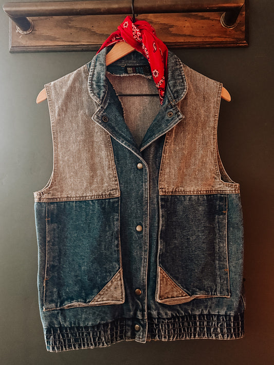Vintage Colorblock Denim Vest