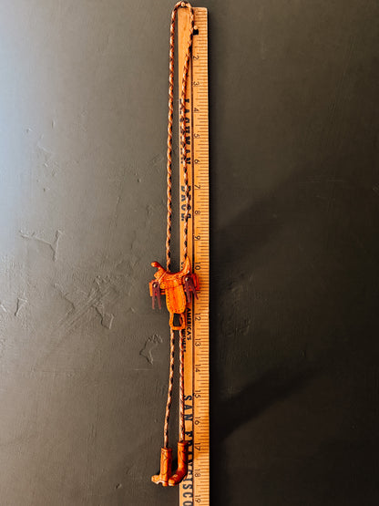 Wooden Saddle Bolo Tie with Boot Tips