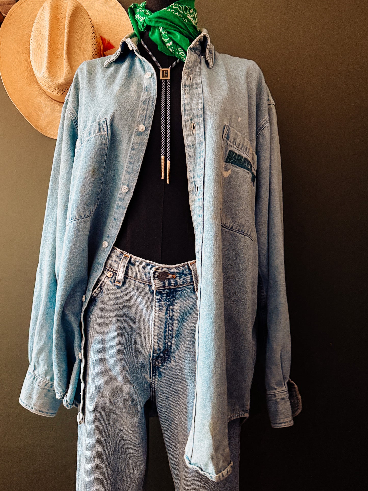 vintage harley shirt
harley davidson denim
distressed denim shirt
vintage workwear top
