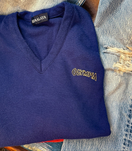 vintage olympia beer sweater, himalaya knit vintage, vintage union made sweater, retro beer knitwear