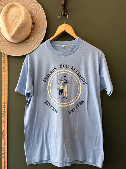 vintage single stitch tee, screen stars t-shirt, baby blue retro shirt, 90s friends graphic tee