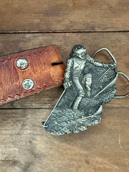Downhill Skier Belt Buckle | Vintage