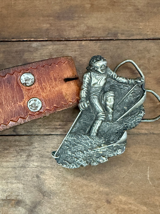 Downhill Skier Belt Buckle | Vintage